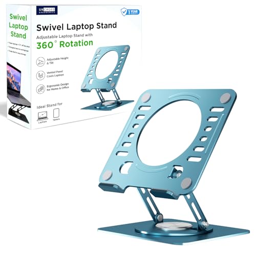 Uncaged Ergonomics Swivel Laptop Stand for Desk, Adjustable Computer iPad Stand for Desk w/ 360 Rotation, Portable Laptop Holder for Home Office Ergonomic Supplies (Ocean Blue) - color: Ocean Blue