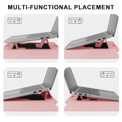 HoYiXi 15.6" Laptop Sleeve Case PU Leather with Stand Compatible with MacBook Pro 16/15.4'' MacBook Pro 15, Mac Air 15/ Dell, Matebook,Asus,15-16'' Laptop Bag,(Patent Pending),Pink - color: Pink, size: 15.6'' /15-16 Inch Laptop