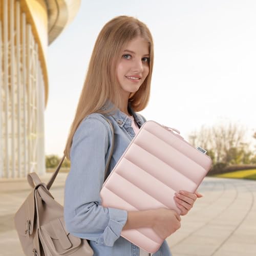 TECOOL Puffy Laptop Case 14 inch, Laptop Sleeve 14 inch for 14" Lenovo Thinkpad Ideapad HP EliteBook Pavilion Dell Chromebook, Protective Waterproof Sleeve 14 inch Computer Bag with Small Case,Pink - color: Pink, size: 14 Inch