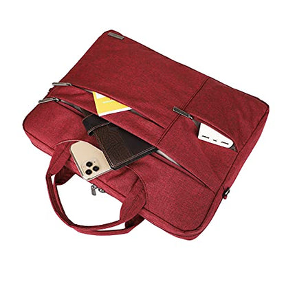 Multifunctional Briefcase,Muti-Pockets Laptop Case Bag For 15.6 inch-16 inch Laptop Computer - color: Wine Red