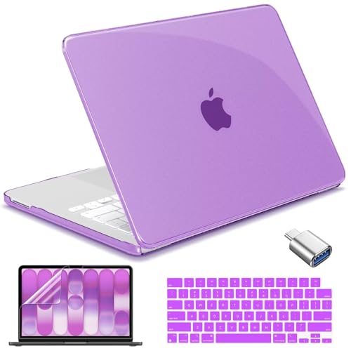 Compatible with MacBook Neo 13 inch Case 2026 A18 Pro Chip, Plastic Hard Shell Case & Keyboard Cover & Screen Protector & USB Adapter, Crystal Purple - color: Crystal Purple