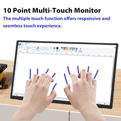 GeeekPi 18.5 inch Portable Monitor 1920x1080 IPS Touchscreen 120HZ 1080P Touch Display with HDMI USB-C, Built-in Speakers, Kickstand VESA for Xbox PS4/5 Laptop Mac PC