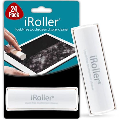 Screen Cleaner by iRoller - Pack of 24 - No Need for Spray or Wipes, Liquid Free - Reusable & Washable -Portable iPad Screen Cleaner for Touchscreen- Ideal for Phone, iPhone, MacBook, Monitor - 3.5" - size: 24 pack