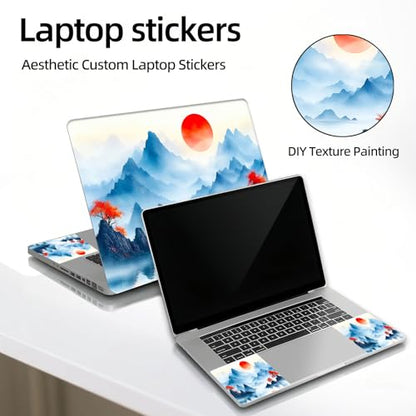 Universal Laptop Skin Sticker Decal, 12"-15.6" Aesthetic Vinyl Wrap, Japanese Mountain Sunset Waterproof Notebook Cover Art Protector for MacBook HP Dell Lenovo, Fits 13" 14" 15" 15.6" - color: Japanese Mountain Sunset