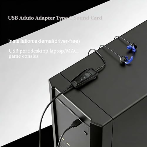 USB Audio Adapter Type C Sound Card External Sound Card with Volume Control Microphone Headphone Adapter Plug and Play No Drivers Needed USB to 3.5mm Jack Audio Adapter for PS4/PC/Windows