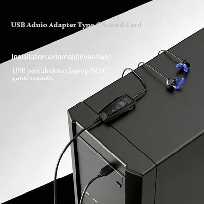 USB Audio Adapter Type C Sound Card External Sound Card with Volume Control Microphone Headphone Adapter Plug and Play No Drivers Needed USB to 3.5mm Jack Audio Adapter for PS4/PC/Windows