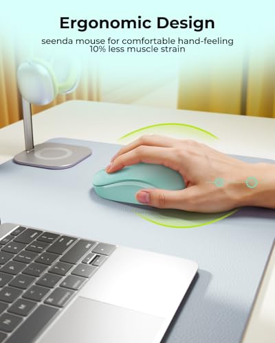 seenda Wireless Mouse for Laptop, 2.4G Noiseless Mouse with USB Receiver - Optical Tracking Portable Computer Mice for Chromebook, PC, Tablet, Windows System, 24 Months Battery Life - Mint Green - color: Mint Green