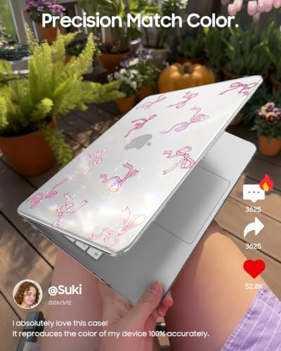 Fintie Case for MacBook Neo 13 Inch A3404 2026, Crystal Bow | Snap-On Hard Shell Cover, Ultra-Thin, Slim Fit, Lightweight - color: Crystal Bow