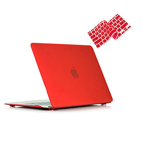RUBAN Case Compatible with MacBook 12 Inch A1534 - Slim Snap On Hard Shell Protective Cover and Keyboard Cover, Red - color: Red