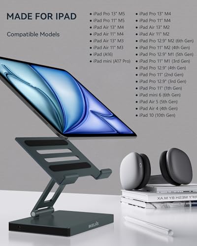 2026 iPad Pro USB C Hub Stand, Adapter for iPad Air M5 M4 M3 13 11 12.9 Inch Docking Station 4K 60Hz HDMI, RJ45 Ethernet, SD/TF Card Reader, 3 USB 3.0 Port, 3.5mm Audio, iPad A16 Galaxy Tablet Dock