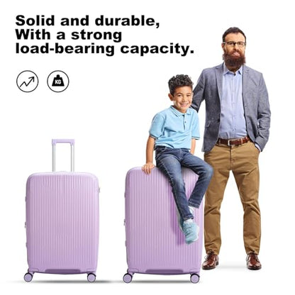 Nazhura Luggage Set, 3-Piece Hardside Suitcase Set, 20-inch Carry On, 24-inch, 28-inch Luggage - color: Purple