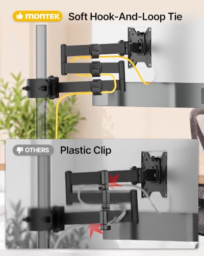 monTEK Universal Pole Monitor Arm 25 Inch Extra Long Reach - Single Desk Mount for 17-32 inch Screens, Steel Full Motion Mount, VESA 75/100mm, 636mm Extension - size: 27" Long Arm