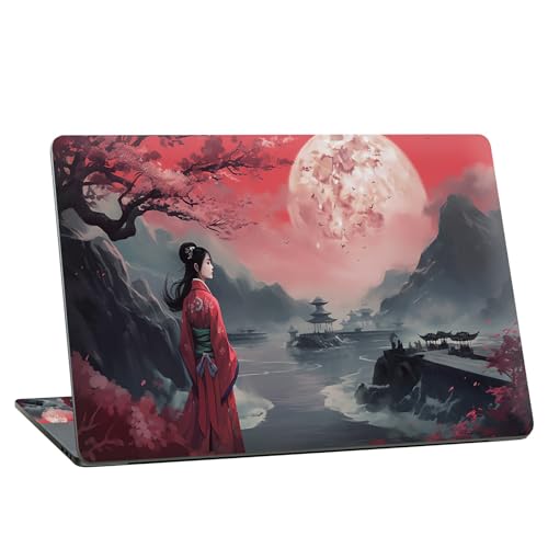 Universal Laptop Skin Sticker with 2 Wrist Pad Skins, Waterproof Scratch Resistant Vinyl Laptop Cover Decal, Cut to Fit for 11–15.6 Inch MacBook HP Dell Lenovo, Beauty in Moonlight - color: Beauty in Moonlight