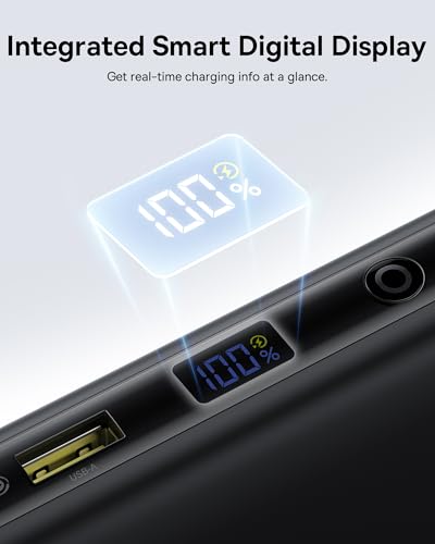 Baseus 100W Power Bank 20000mAh, Portable Laptop Charger with Built-in USB-C Dual Cables, Travel Essential PD QC Fast Charging for MacBook, iPad, iPhone 17/16, Samsung, Steam Deck, TSA-Approved - color: Dark Black