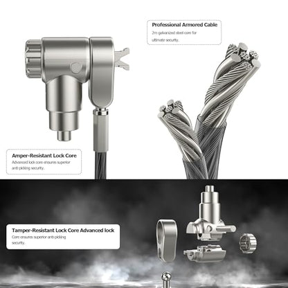 AboveTEK Laptop Lock, Tablet Lock Security Cable with Adhesive Anchors, 3-in-1 Universal Laptop Cable Lock, Professional Laptop Security Lock with 2 Keys