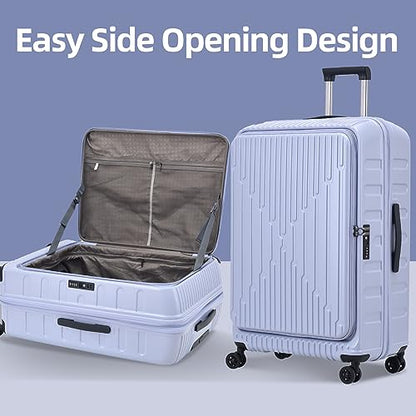 Kaleenie 29 Inch Checked Luggage with Expansion and Side Opening | Expandable Lightweight ABS+PC Hardshell Trunk Suitcase,Universal Wheels,YKK Zipper,50 * 31(35)*76cm, 117L~133L,Lilac Purple - color: Lilac Purple, size: 29 Inch