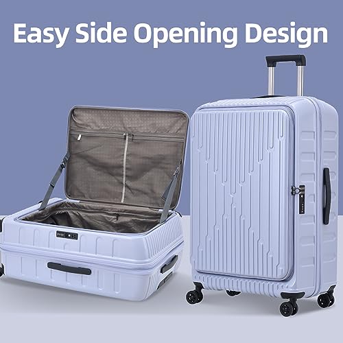 Kaleenie 29 Inch Checked Luggage with Expansion and Side Opening | Expandable Lightweight ABS+PC Hardshell Trunk Suitcase,Universal Wheels,YKK Zipper,50 * 31(35)*76cm, 117L~133L,Lilac Purple - color: Lilac Purple, size: 29 Inch
