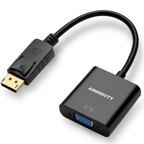 Displayport to VGA Adapter, Gold Plated DP Male to VGA Female Converter Compatible with Computer, Desktop, Laptop, PC, Monitor, Projector, HDTV