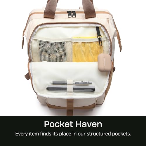 Laptop Backpack, 15.6 Inch Laptop Work Bag, Wide Open Casual Daypack for Women, Men and Adult (White)