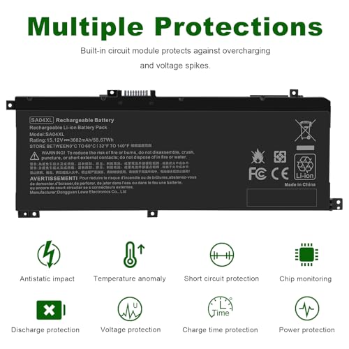 SA04XL Laptop Battery Compatible with HP Envy X360 15-DR 15-DR0010TX 15t-dr100 17t-cg100 17-cg100 Series Notebook L43248-541 L43248-AC1 L43248-AC2 L43267-005 SAO4XL HSTNN-OB1F HSTNN-OB1G HSTNN-UB7U - size: 10.04*3.94*0.2inch SA04XL