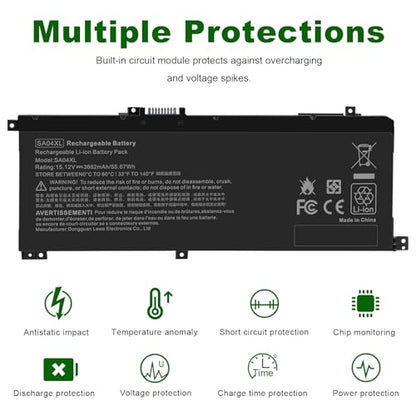SA04XL Laptop Battery Compatible with HP Envy X360 15-DR 15-DR0010TX 15t-dr100 17t-cg100 17-cg100 Series Notebook L43248-541 L43248-AC1 L43248-AC2 L43267-005 SAO4XL HSTNN-OB1F HSTNN-OB1G HSTNN-UB7U - size: 10.04*3.94*0.2inch SA04XL