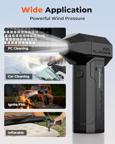 Electric Air Duster- 3 Times The Standard Wind Power, 300000RPM 10000mAh Compressed Air Duster, Brushless Motor, 4-Gear Adjustable, Rechargeable Mini Air Blower for PC, Home, Outdoor, Car