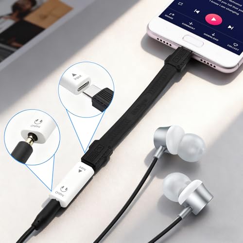 Poyiccot USB Type C to 3.5mm Headphone Jack Adapter 2Pack, USB C Female to 3.5mm Female Audio Adapter, Aux to USB C Headphone HiFi Stereo DAC Connector for iPhone 15, Galaxy, Laptop, White - style: 2-Pack