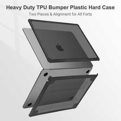 MOSISO Compatible with MacBook Air 15 inch Case M5 2026 M4 M3 M2 2025-2023 | A3448 A3241 A3114 A2941,Anti-Cracking,Heavy Duty Shock-Absorbing Hard Shell Case with TPU Bumper&Keyboard Cover, Black - color: Black