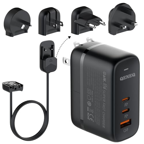 GaN 65W USB C Charger 3 Port Fast Charging Block Travel Charger Wall Charger Universal Travel Adapter EU UK Plug Adapter for MacBook iPad Pro/Air iPhone 15 16 Samsung S24 Laptop Steam Deck