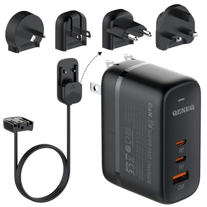 GaN 65W USB C Charger 3 Port Fast Charging Block Travel Charger Wall Charger Universal Travel Adapter EU UK Plug Adapter for MacBook iPad Pro/Air iPhone 15 16 Samsung S24 Laptop Steam Deck