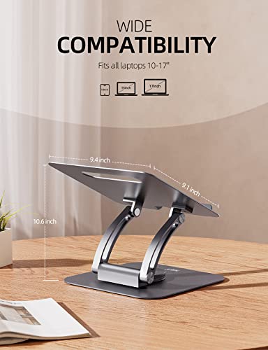 Nulaxy 360° Rotating Ergonomic Laptop Stand for Desk, Dual Foldable Design | Holds 22 Lbs, Dual Hinge Adjustable, Heat-Vent Computer Stand, Portable Office Accessories, Compatible with 10-17" Laptops