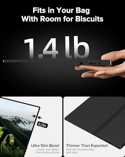 EVICIV Portable Monitor Touchscreen 15.6”, 125% sRGB 1080P IPS Screen | 10-Point Touch Monitor, VESA & Case, MINI HDMI USB C, Ultra-Thin Travel Second Screen for Laptop, Computer, Game Consoles - size: 15.6"
