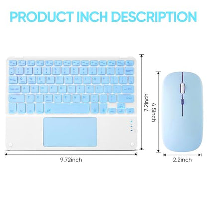 Ultra-Slim Bluetooth Keyboard with Built-in Touchpad and Mouse Portable Mini Wireless Keyboard Rechargeable 7-Color Backlit for Apple iPad iPhone Samsung Tablet iPhone Smartphone iOS Android Windows - color: blue