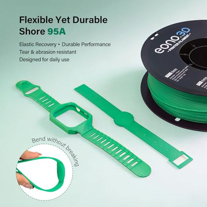 Matte TPU Filament 1.75mm, 1kg - Shore 95A Flexible & Durable TPU, Matte Green, Low-Gloss Matte Finish, Minimal Layer Lines, for Phone Cases, Wearables & Functional Parts - color: Matte Green Tpu