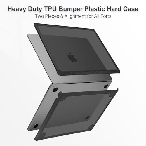 MOSISO Compatible with MacBook Air 13 inch Case M5 2026 M4 M3 M2 2025-2022 | A3449 A3240 A3113 A2681, 3 in 1 Kit Crack-Resistant Heavy Duty Protective Hard Shell Case Cover with TPU Bumper, Black - color: Black
