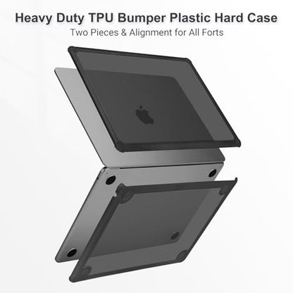 MOSISO Compatible with MacBook Air 13 inch Case M5 2026 M4 M3 M2 2025-2022 | A3449 A3240 A3113 A2681, 3 in 1 Kit Crack-Resistant Heavy Duty Protective Hard Shell Case Cover with TPU Bumper, Black - color: Black