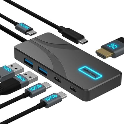 SABRENT USB C Hub 5-in-1, 10Gbps USB-A & USB-C Ports, Single 4K@60Hz HDMI, 100W PD Input, 80W Laptop Charging, Compact Aluminum Docking Station for MacBook, iPad, Laptops & Tablets (HB-TG5P) - color: Matte Black