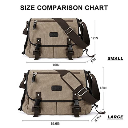 Messenger Bag Men,Waterproof Crossbody Bag,Satchel Shoulder Bag | Waterproof - color: A1-khakai-large