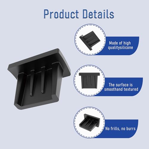10 PCS Mini USB Port Anti-dust Plugs, Silicone Covers Caps Stoppers, Port Protector for PC Laptop Notebook Computers, 0.28 x 0.08 (LxW) - size: Mini USB/Black/10 PCS