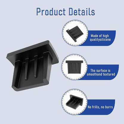 10 PCS Mini USB Port Anti-dust Plugs, Silicone Covers Caps Stoppers, Port Protector for PC Laptop Notebook Computers, 0.28 x 0.08 (LxW) - size: Mini USB/Black/10 PCS