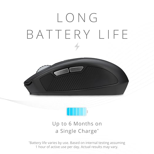 Kensington Wireless Mouse, Pro Fit Ergo MY435 EQ Rechargeable Mouse, Fits Small to Medium-Size Hands, Programmable Buttons, Quiet-Click Buttons, Bluetooth 5.0 & 2.4GHz Connection - Black (K72501NA) | Fits small to medium hands, programmable and quiet-clic
