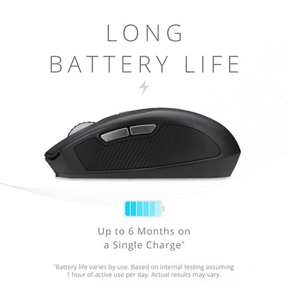 Kensington Wireless Mouse, Pro Fit Ergo MY435 EQ Rechargeable Mouse, Fits Small to Medium-Size Hands, Programmable Buttons, Quiet-Click Buttons, Bluetooth 5.0 & 2.4GHz Connection - Black (K72501NA) | Fits small to medium hands, programmable and quiet-clic