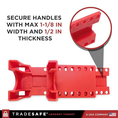 TRADESAFE Adjustable Ball Valve Lockout, 1/2 to 4-1/4 inch Pipe Dia, 2 Pack | Locks Valves In On Or Off Position, Includes Auxiliary Fitting For Larger Valves, Supports Up To 6 Loto Locks
