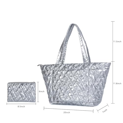 BUG Lightweight Women Laptop Tote Bag for Work, Casual Handbag for Travel Beach College Teacher - color: Sliver