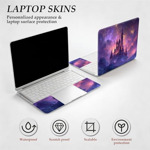 DEGDFSGR 12.1-15.6 Inch Universal Reusable Laptop Skin Sticker Decal, Waterproof Removable Protector for Notebook Cover, Scratch-Resistant Vinyl Cuttable Full Wrap Sticker, Fairytale Castle in Galaxy - color: Fairytale Castle In Galaxy
