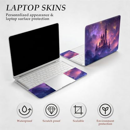 DEGDFSGR 12.1-15.6 Inch Universal Reusable Laptop Skin Sticker Decal, Waterproof Removable Protector for Notebook Cover, Scratch-Resistant Vinyl Cuttable Full Wrap Sticker, Fairytale Castle in Galaxy - color: Fairytale Castle In Galaxy