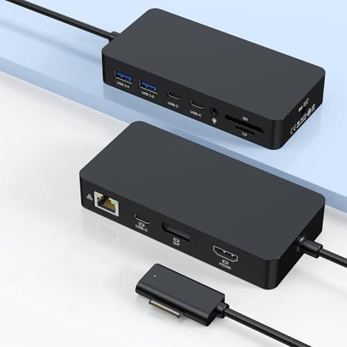 2026 New Surface Dock Triple Displays 4K HDMI+DP+Thunderbolt 4, 12 in 1 Surface Pro Docking Station with 120W Power Adapter for Surface Pro 11/10/9/8/X/7/6/5/4/3, Surface Laptop, Surface Book Go