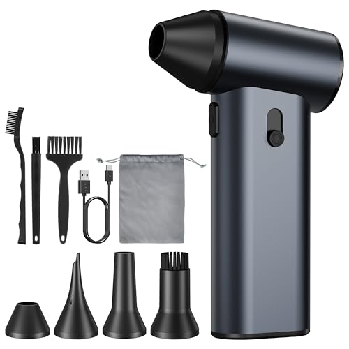 Compressed Air Duster,110,000RPM Super Power 6-Speed Adjustable Rechargeable Cordless Electric Air Duster,Mini Air Blower for PC Keyboard Car Home Cleaning