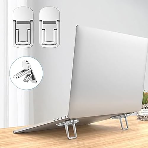Portable Invisible Laptop Stand for Lenovo ThinkPad Ideapad Yoga Flex Chromebook Legion V Series Laptop，Aluminum Alloy Mini Foldable Self-Adhesive Laptop Stand with 2 Adjustable Angles for Desk
