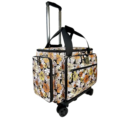 Rolling Teacher Bag with Five 360-Degree Rotating Wheels,Fits for 15.6" Laptop - color: Floral
